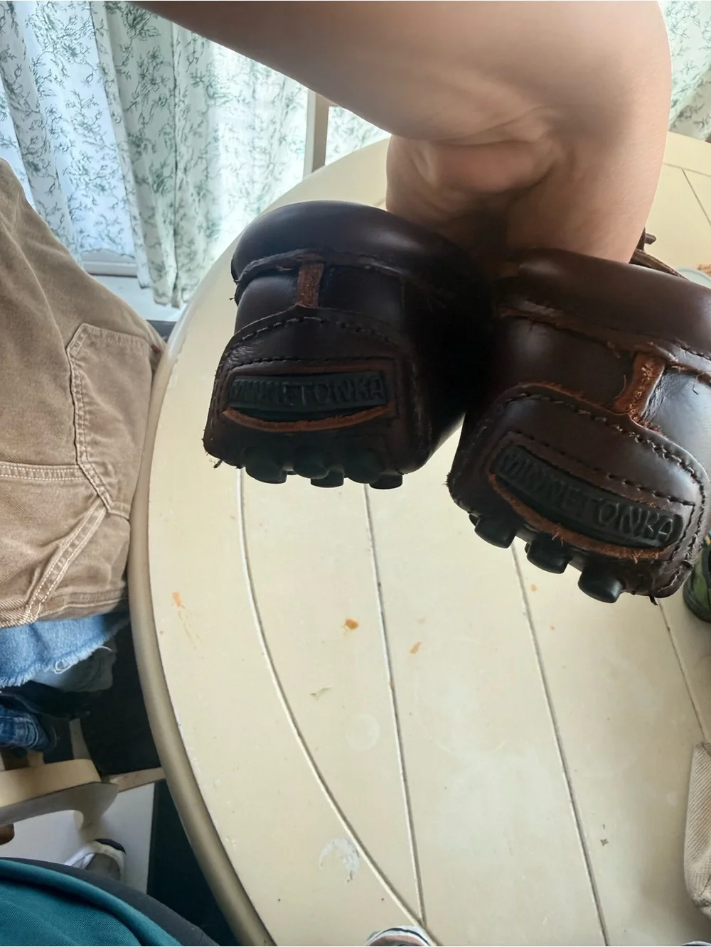 Minnetonka Dark Brown Leather Moccasin Slip-Ons